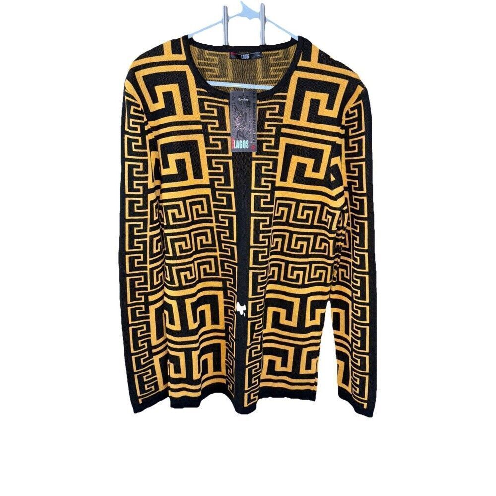 Lagos Black Yellow Sweater Long Sleeve Crew Neck Fitted Pullover New Men XL